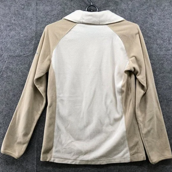 Columbia Lightweight 1/4 Zip Fleece Pullover Womens M Beige Tan Sweater - Picture 2 of 9